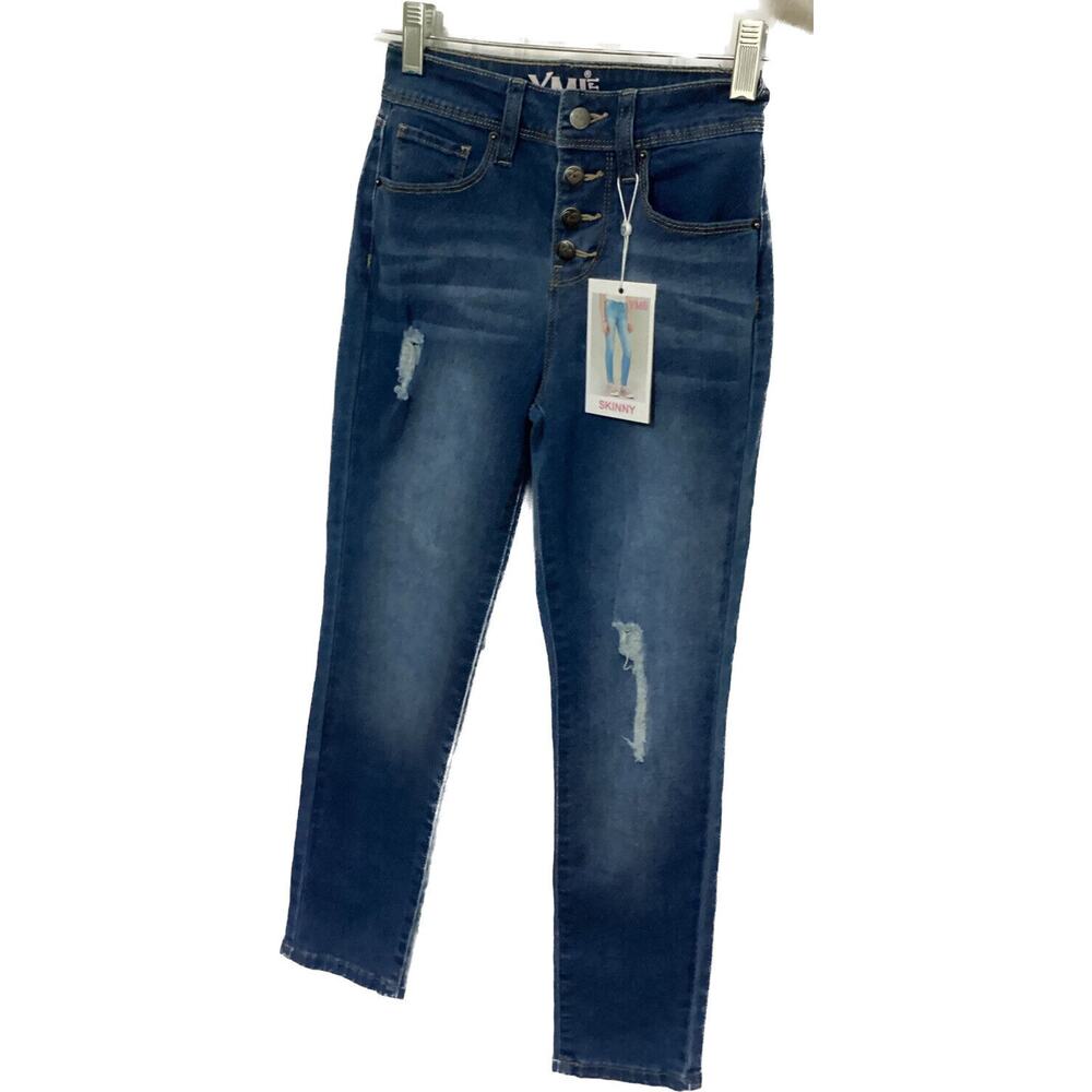YMI Girl Skinny Jeans Size 8 Distressed Blue NWT School Denim Stylish‎ Trendy